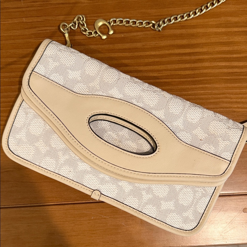 Coach Foldover Cutout Clutch in Signature Jacquard